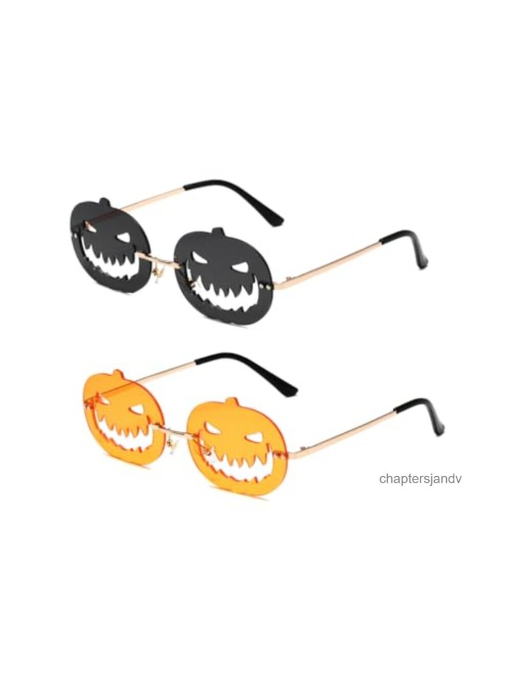 2-Pack Pumpkin Sunglasses Rimless UV400 Metal Party Halloween Eyewear